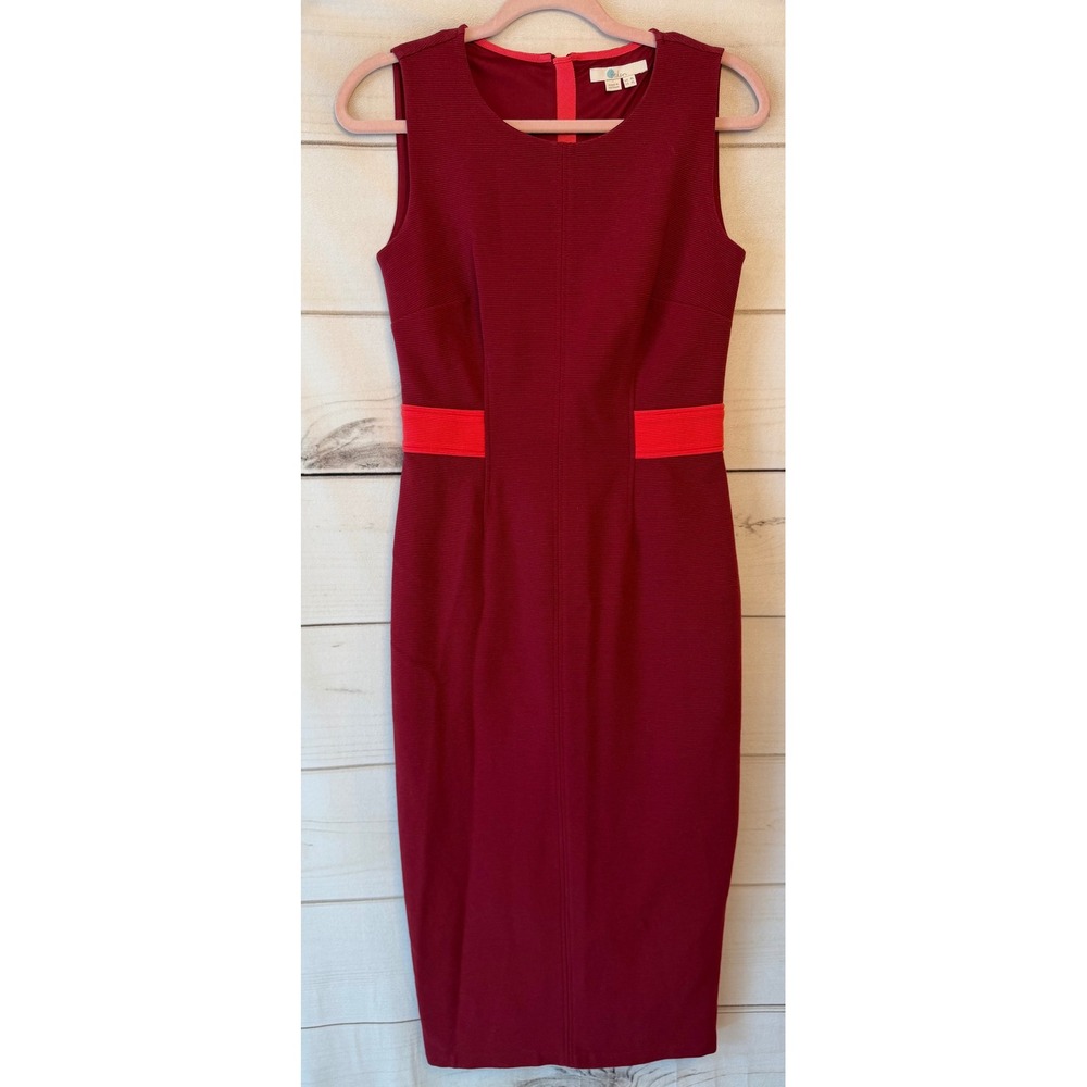 Boden Womens Red Burgundy Ottoman Rib Sheath Dress J0227 Size US 4L UK 8L
